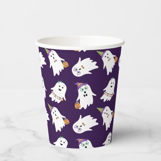 Halloween-Geistertrick oder -Behandlung Pappbecher (Links)