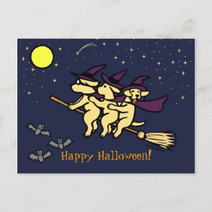 Halloween Gelbe Labrador-Fahrer! Postkarte