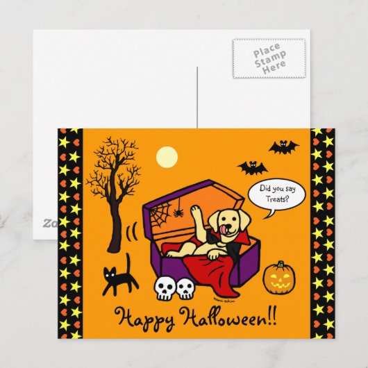 Halloween Gelbe Labrador Vampire Postkarte (Vorne/Hinten)