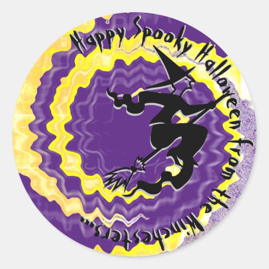 Halloween-gelber Hexenzaubertext Runder Aufkleber (Vorderseite)