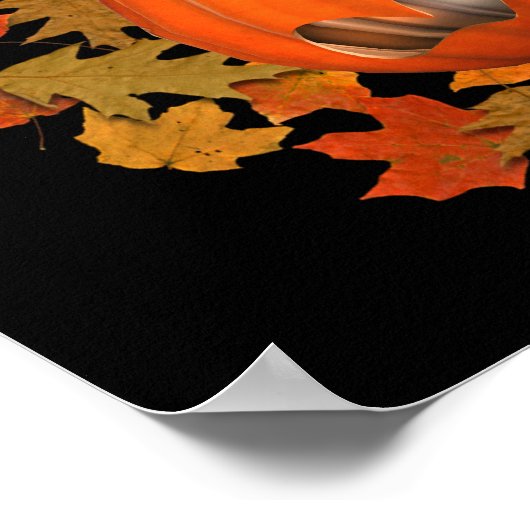 Halloween Gemeine Kürbislaterne und Herbstlaub Poster (Ecke)