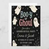 Halloween-Gender-Einladung | Boo-y oder Ghou Einladung (Vorne/Hinten)
