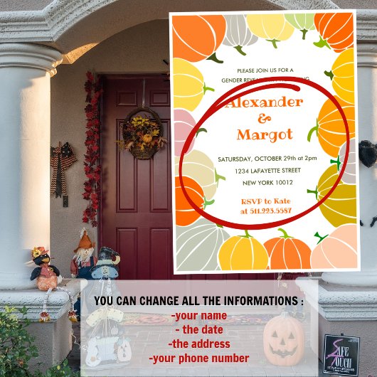 Halloween Gender Enthüllungen Einladungen Pumpkin