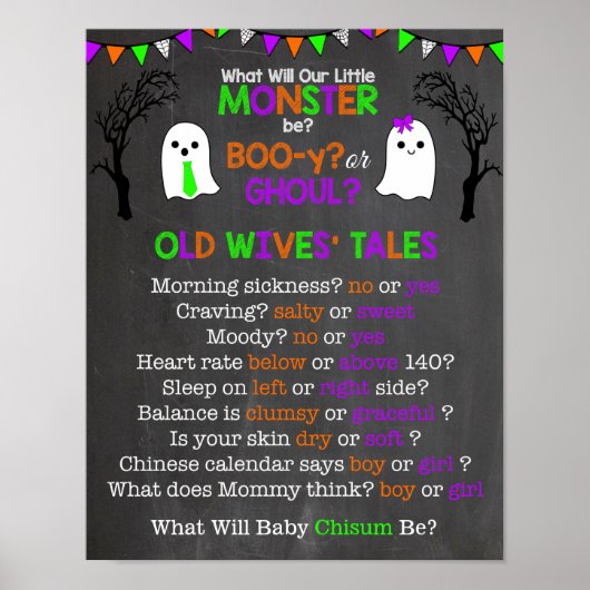 Halloween Gender Reveal Alte Ehefrauen Tales Poste Poster (Vorne)