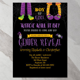 Halloween Gender Reveal Baby Shower Einladung