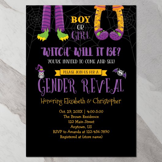 Halloween Gender Reveal Baby Shower Einladung