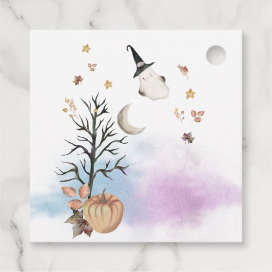 Halloween Gender Reveal Baby wird brauen Geschenkanhänger (Rückseite)