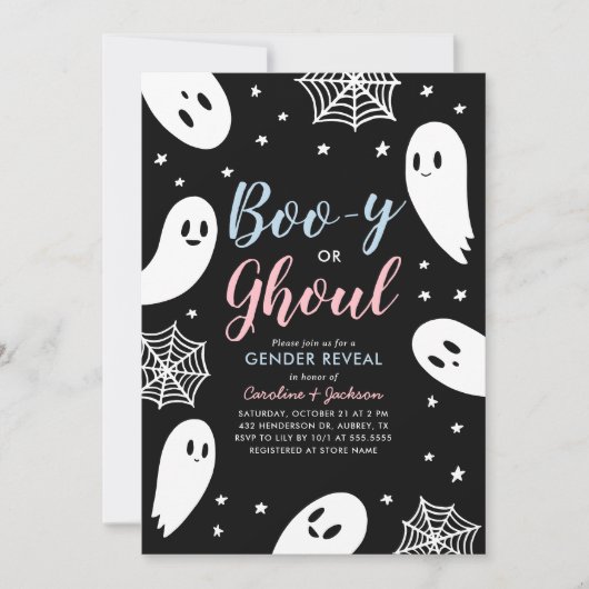 Halloween Gender Reveal Einladung (Vorderseite)