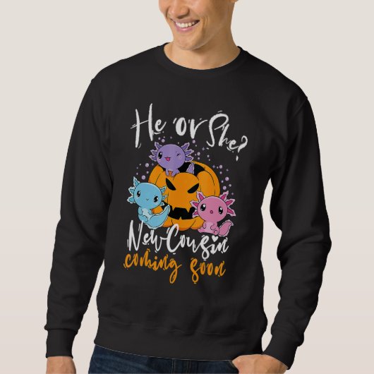 Halloween Gender Reveal He Or She Cousin Coming Bo Sweatshirt (Vorderseite)