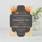 Halloween Gender Reveal Party Pumpkin Erntedank Einladung (Stehend Vorderseite)