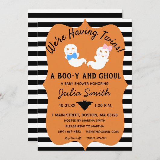 Halloween-Genderoffensive laden Boo-y oder Ghoul e Einladung (Vorne/Hinten)