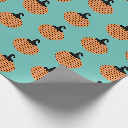 Halloween Geometric Pumpkin Stripes Pattern Geschenkpapier (Ecke)