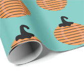 Halloween Geometric Pumpkin Stripes Pattern Geschenkpapier (Rolleneckpunkt)