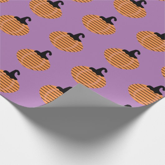 Halloween Geometric Pumpkin Stripes Pattern Geschenkpapier (Ecke)
