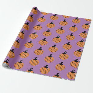Halloween geometrisches Kürbismuster Streifen Geschenkpapier