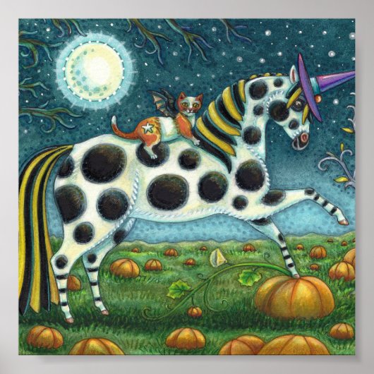 HALLOWEEN GEPUNKTETE PONY & BAT CAT Fantasy Horse Poster (Vorne)
