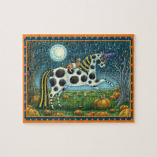 HALLOWEEN GEPUNKTETE PONY & BAT CAT Fantasy Horse Puzzle