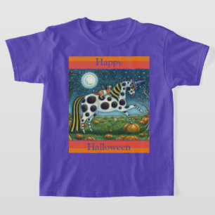 HALLOWEEN GEPUNKTETE PONY & BAT CAT Fantasy Horse T-Shirt