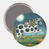 HALLOWEEN GEPUNKTETER PONY & BAT CAT Whimsical Hor Magnet (Vorderseite/Rückseite)