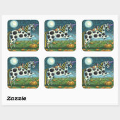 HALLOWEEN GEPUNKTETER PONY & BAT CAT Whimsical Hor Quadratischer Aufkleber (Blatt)