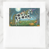 HALLOWEEN GEPUNKTETER PONY & BAT CAT Whimsical Hor Rechteckiger Aufkleber (Tasche)