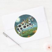 HALLOWEEN GEPUNKTETER PONY & BAT CAT Whimsical Hor Runder Aufkleber (Umschlag)