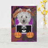 Halloween - gerade ein Lil gespenstisch - Westie - Karte (Gelbe Blume)