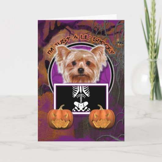 Halloween - gerade ein Lil gespenstisch - Yorkie Karte (Vorderseite)