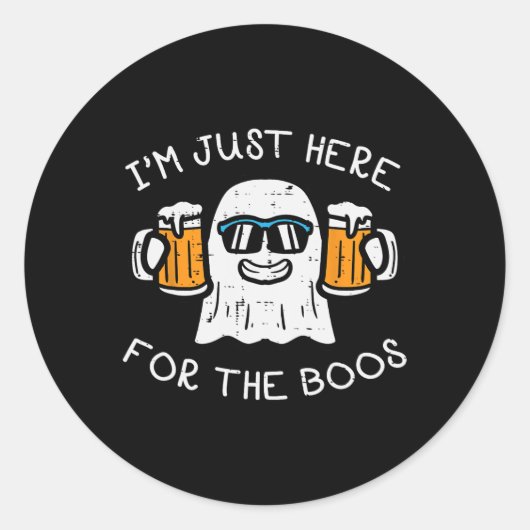 Halloween gerade hier für Boos Ghost Funny Costume Runder Aufkleber (Vorderseite)