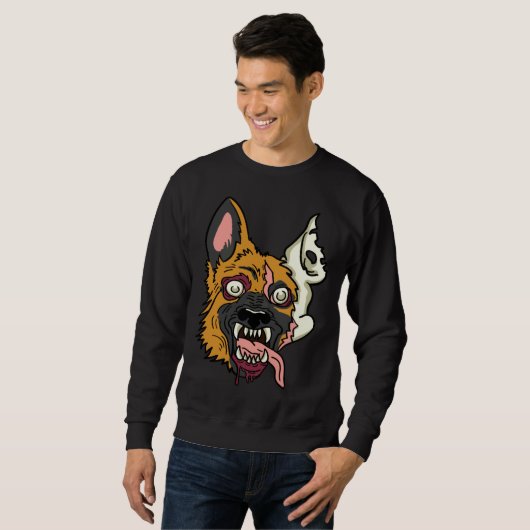 Halloween German Shepherd Dog Zombie Monster Sweatshirt (Vorne ganz)