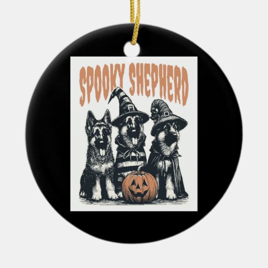 Halloween German Shepherd.jpg Keramik Ornament (Vorne)