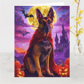 Halloween German Shepherd Vampire Pumpkins Beängst Karte (Gelbe Blume)