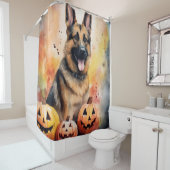 Halloween German Shepherd with Pumpkins Beängstige Duschvorhang (Beispiel)