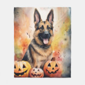 Halloween German Shepherd with Pumpkins Beängstige Fleecedecke (Vorderseite)
