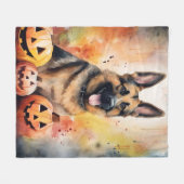 Halloween German Shepherd with Pumpkins Beängstige Fleecedecke (Vorderseite (Horizontal))