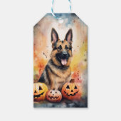 Halloween German Shepherd with Pumpkins Beängstige Geschenkanhänger (Vorderseite)