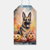 Halloween German Shepherd with Pumpkins Beängstige Geschenkanhänger (Rückseite)