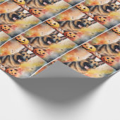 Halloween German Shepherd with Pumpkins Beängstige Geschenkpapier (Ecke)