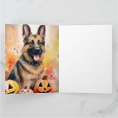 Halloween German Shepherd with Pumpkins Beängstige Karte (Innenseite)