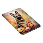 Halloween German Shepherd with Pumpkins Beängstige Magnet (Rechte Seite)