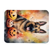 Halloween German Shepherd with Pumpkins Beängstige Magnet (Horizontal)