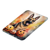 Halloween German Shepherd with Pumpkins Beängstige Magnet (Linke Seite)