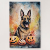 Halloween German Shepherd with Pumpkins Beängstige Puzzle (Vertikal)