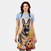 Halloween German Shepherd with Pumpkins Beängstige Schürze (Getragen)