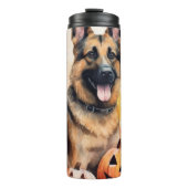 Halloween German Shepherd with Pumpkins Beängstige Thermosbecher (Vorderseite)