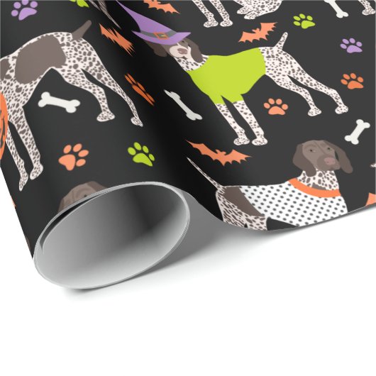 Halloween German Shorthair Pointer Geschenkpapier (Rolleneckpunkt)