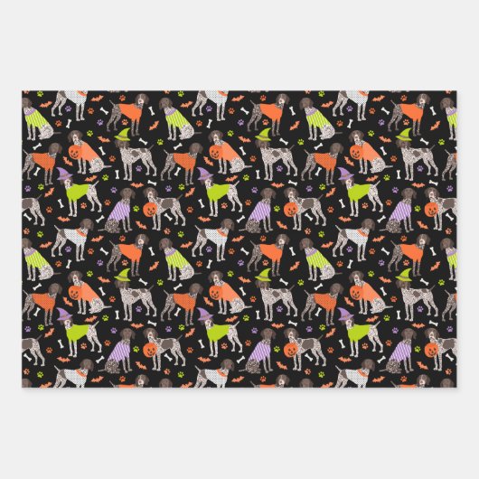 Halloween German Shorthair Pointer Geschenkpapier Set (Vorderseite 3)