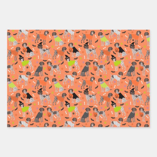 Halloween German Shorthair Pointer Geschenkpapier Set (Vorderseite)