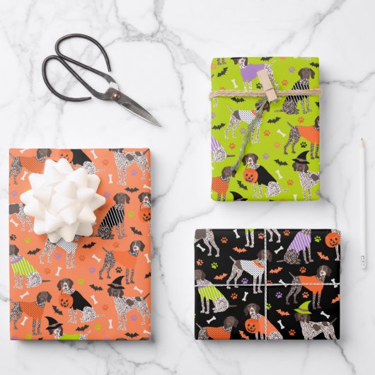 Halloween German Shorthair Pointer Geschenkpapier Set (Vorderseite)