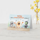 Halloween Gesangsmonster Karte (Gelbe Blume)